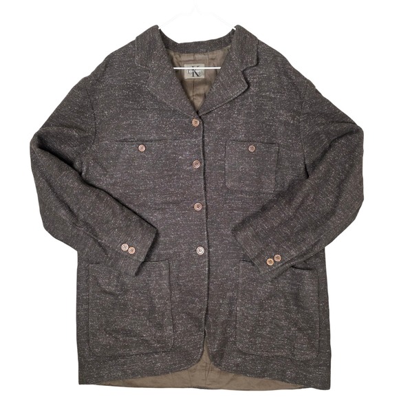 Calvin Klein Jackets & Blazers - Calvin Klein Women's Tweed Blazer Jacket Brown Wool‎ Blend Made in USA Size M